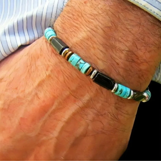 Blue Stone Bead Bracelet