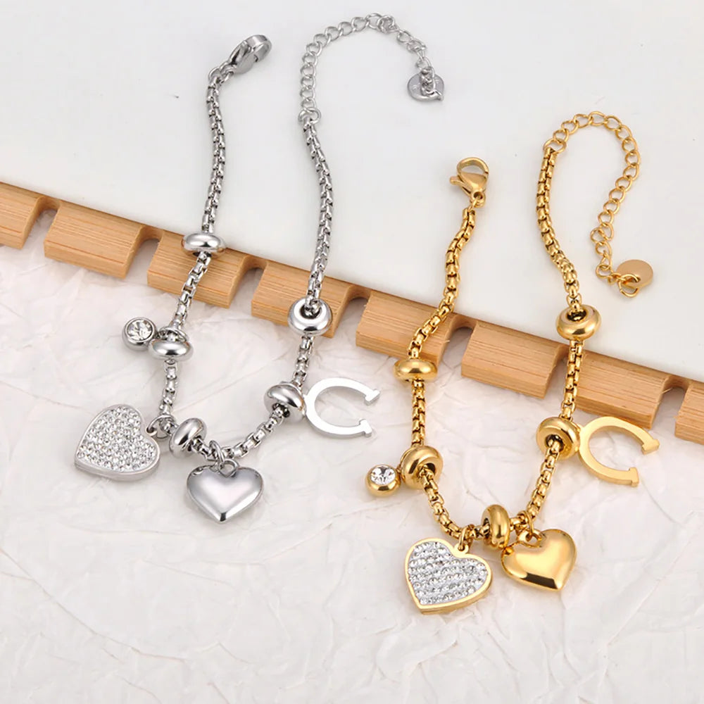 Heart Charm Bracelets 18K Gold