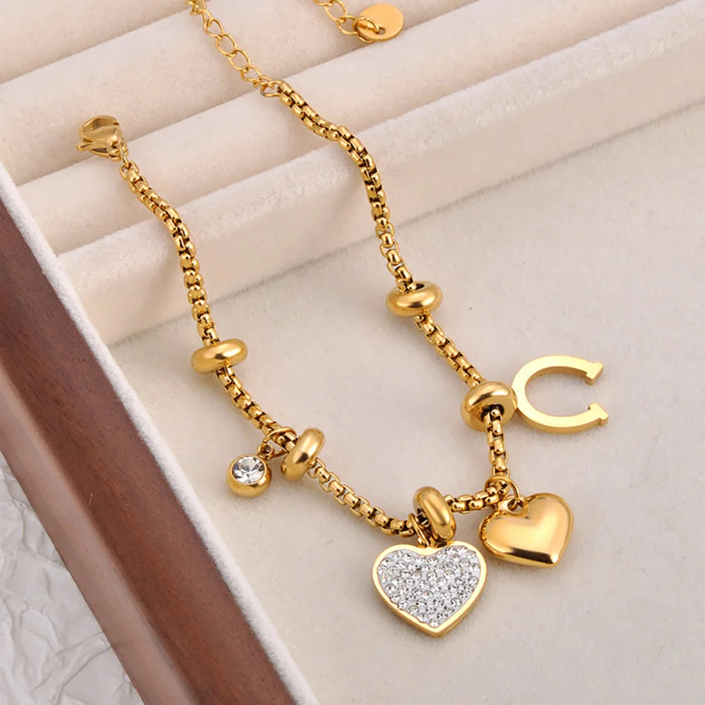 Heart Charm Bracelets 18K Gold