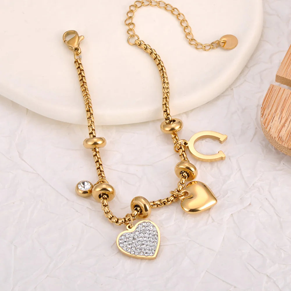 Heart Charm Bracelets 18K Gold