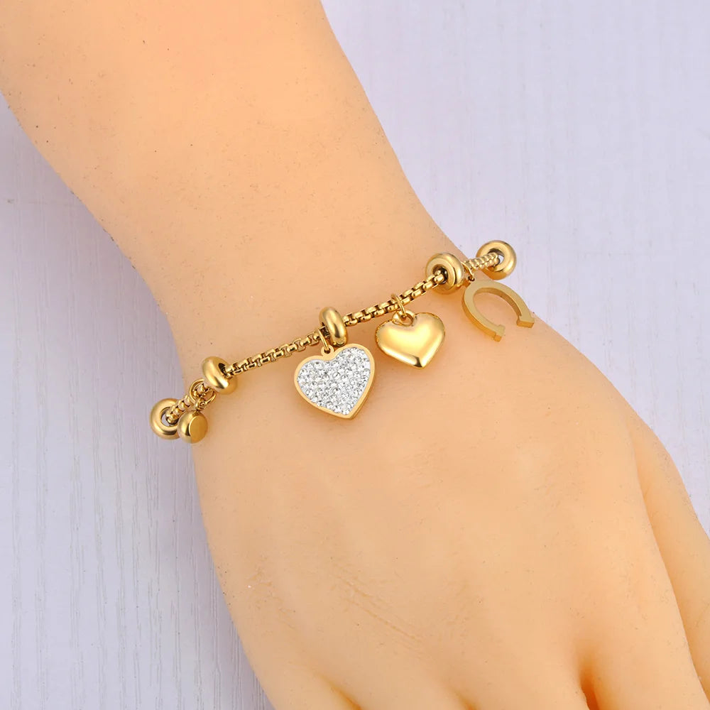 Heart Charm Bracelets 18K Gold